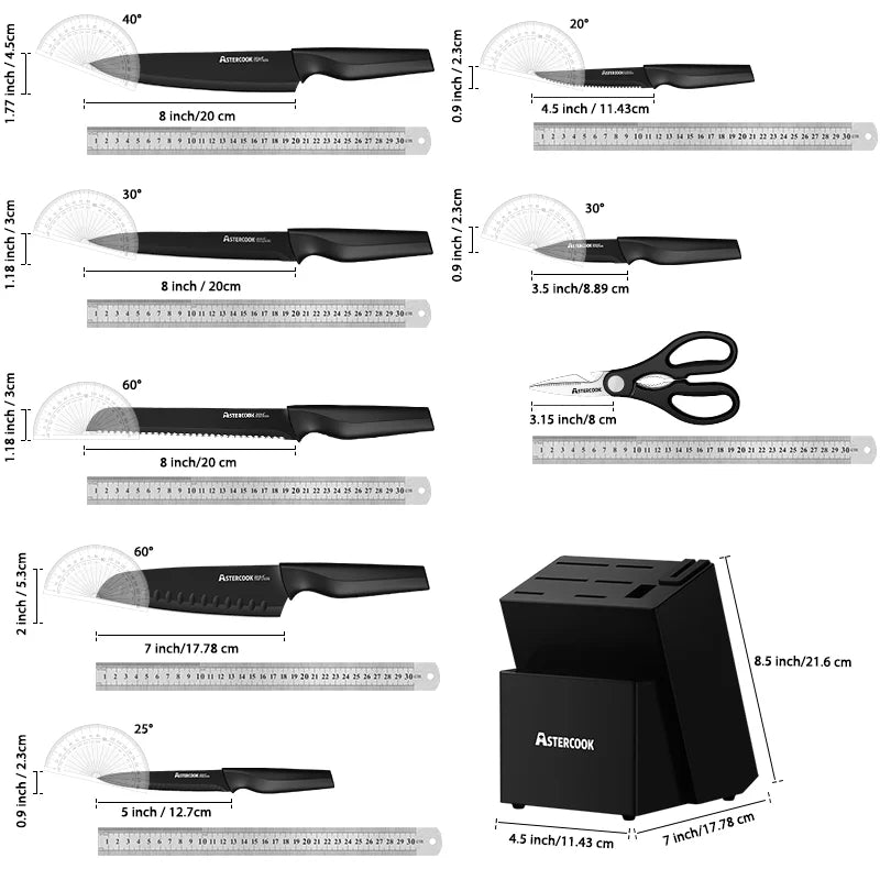 15PC  German Stainless Steel Knife Block Set