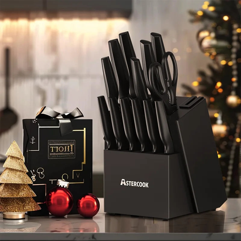 15PC  German Stainless Steel Knife Block Set