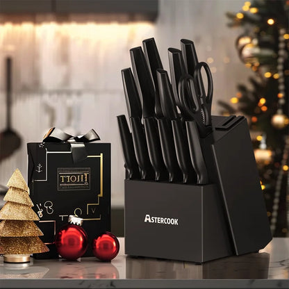 15PC  German Stainless Steel Knife Block Set