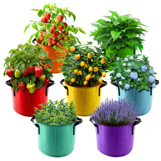 Colorful Fabric Plant Pots with Handles