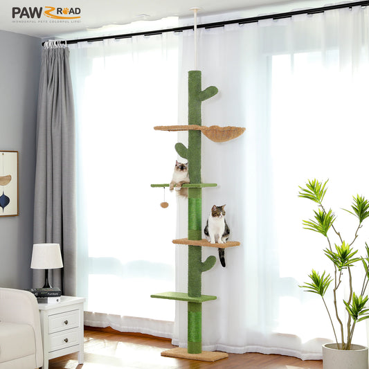 5-Tier Floor to Ceiling Cat Tower, Cactus