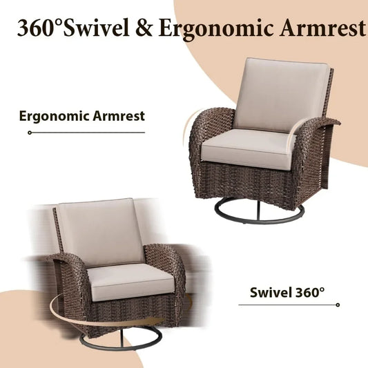 Swivel Chair Wicker Ratan Patio Furniture Set