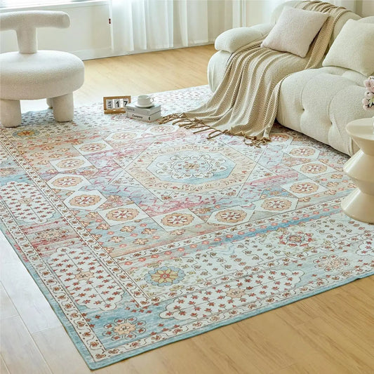 Vintage Area Rug with Non-Slip Backing, Washable