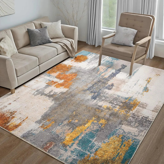 Vintage Print Area Rug, Non-Slip/Washable