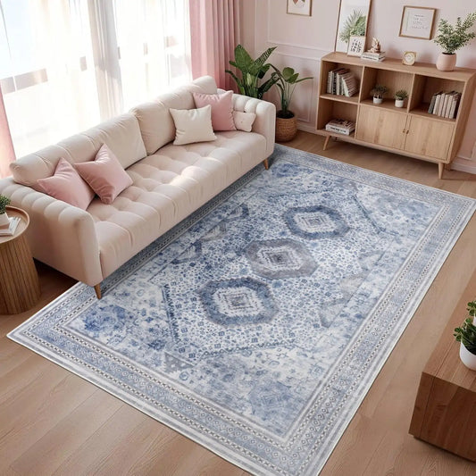 Soft Accent Vintage Print Area Rug, Washable