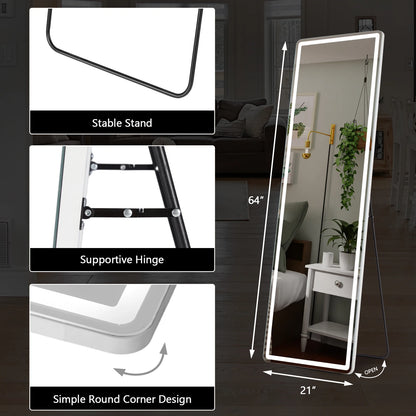 Led 64"x21" Full Length Mirror Standing/Hanging