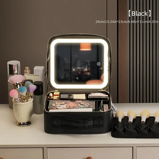 Travel Cosmetic Bag with Lighted Mirror
