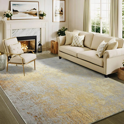 Modern Faux Cashmere Printed Area Rug, Washable