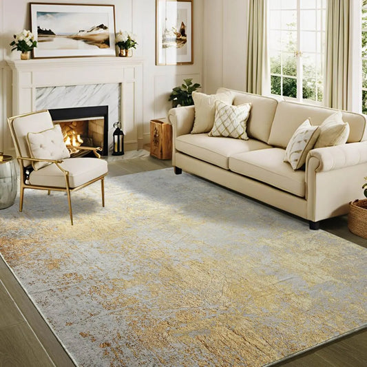 Modern Faux Cashmere Printed Area Rug, Washable