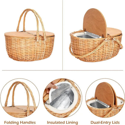 Wicker Picnic Basket with Cooler