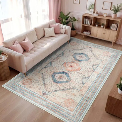 Soft Accent Vintage Print Area Rug, Washable