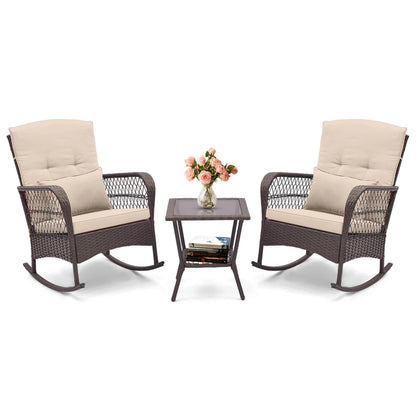 Patio Rocker Set with Double-Layer Table