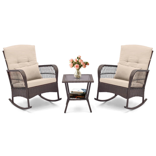 Patio Rocker Set with Double-Layer Table