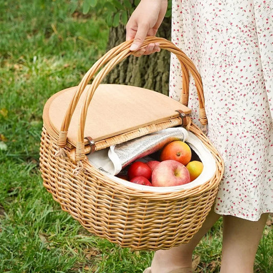 Wicker Picnic Basket with Cooler