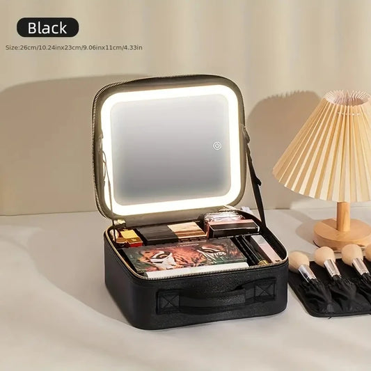 Travel Cosmetic Bag with Lighted Mirror