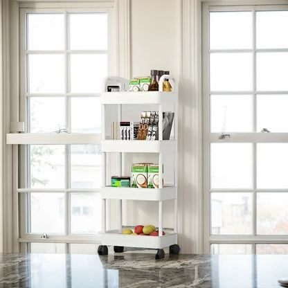 Tiered Rolling Storage Cart, Plastic Organizer Trolley