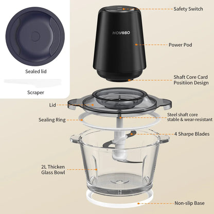 500W Two Speed Food Processor, Chopping/Grinding