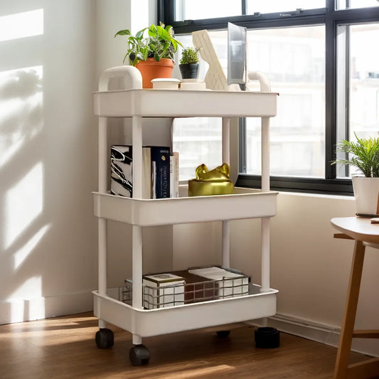 Tiered Rolling Storage Cart, Plastic Organizer Trolley