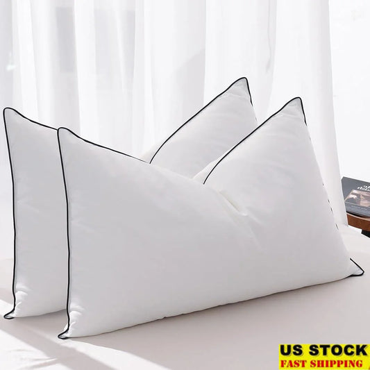 Luxury Goose Feather Down Pillows King Size Set of 2 Luxury Hotel Collection Airyfil Filling Comfort Support Sleeping Pillow