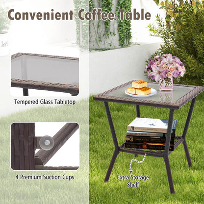 Patio Rocker Set with Double-Layer Table