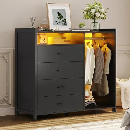Chest of 4 Drawers with LED Lights