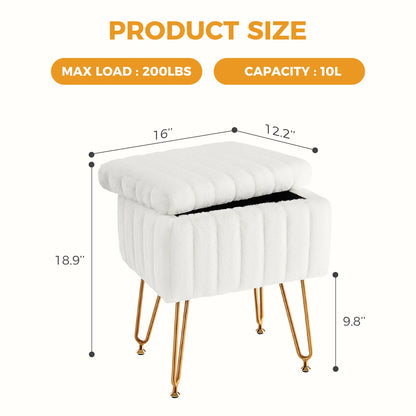 Faux Fur Hidden Storage Stool