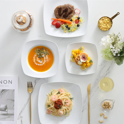 White Porcelain Dinner Set, Serves 12