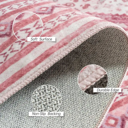 Soft Accent Vintage Print Area Rug, Washable