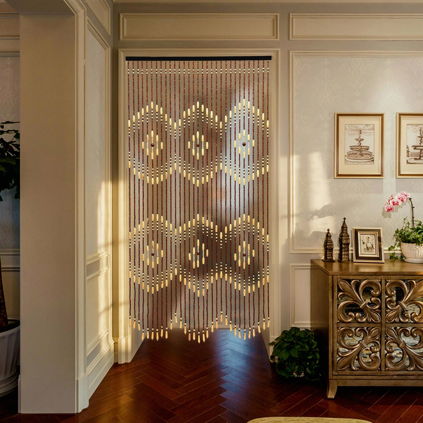 Natural Wooden Doorway Beaded Curtain