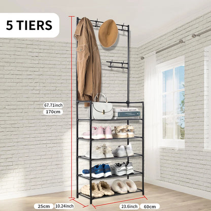 Freestanding Storage Shelves with Hooks