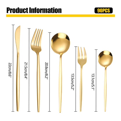 90Pcs Flatware Set Stainless Steel Silverware