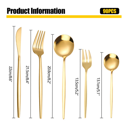 90Pcs Flatware Set Stainless Steel Silverware