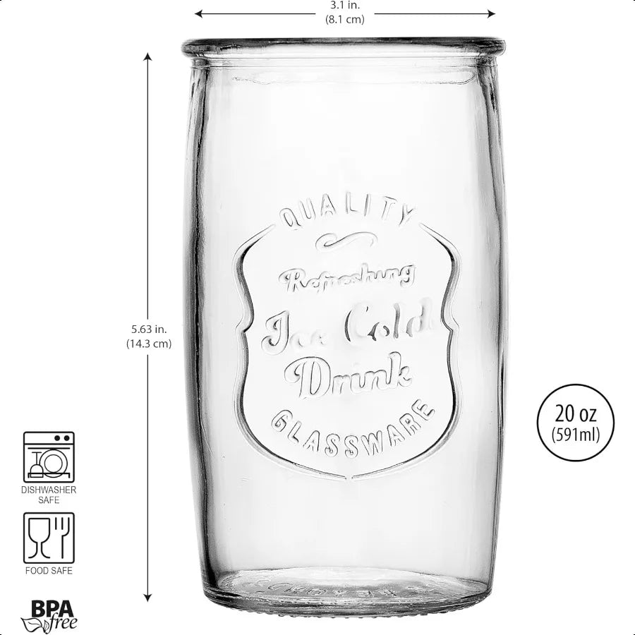 4 Vintage Italian Style 20oz Tumbler Glasses