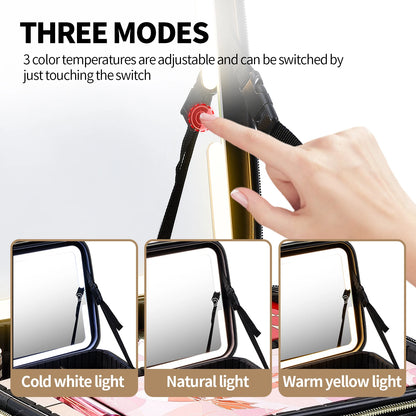 Travel Cosmetic Bag with Lighted Mirror