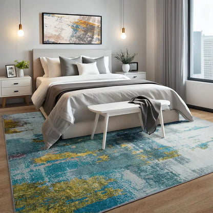 Vintage Print Area Rug, Non-Slip/Washable