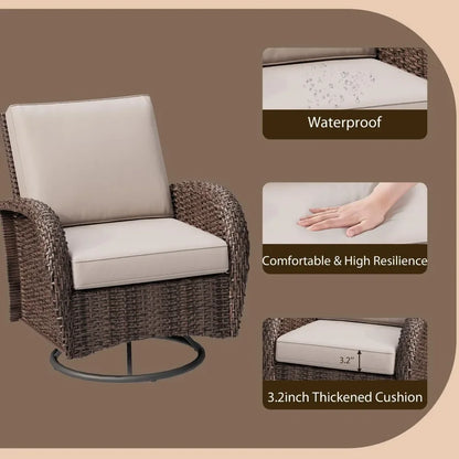 Swivel Chair Wicker Ratan Patio Furniture Set