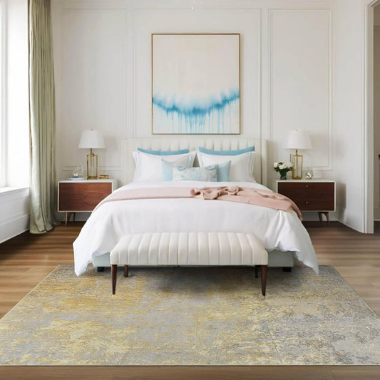Modern Faux Cashmere Printed Area Rug, Washable