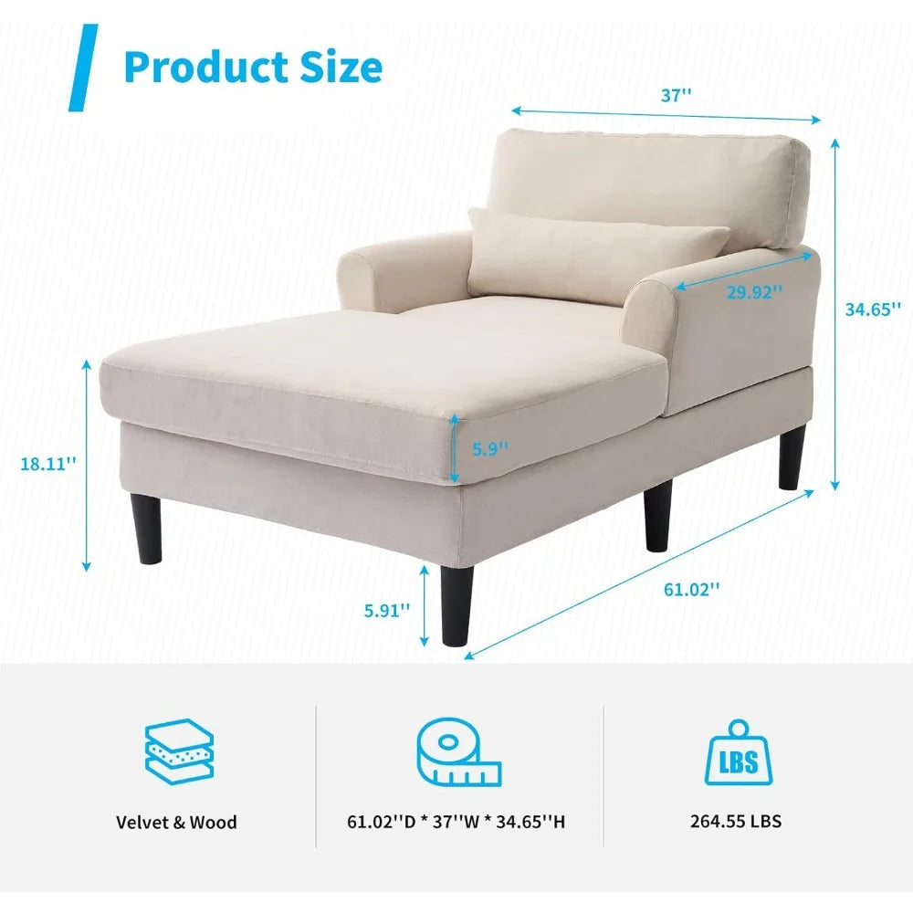Velvet Chaise Lounge Chair