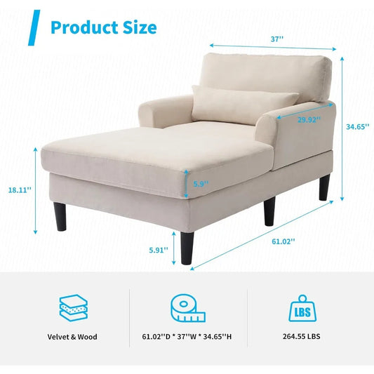 Velvet Chaise Lounge Chair