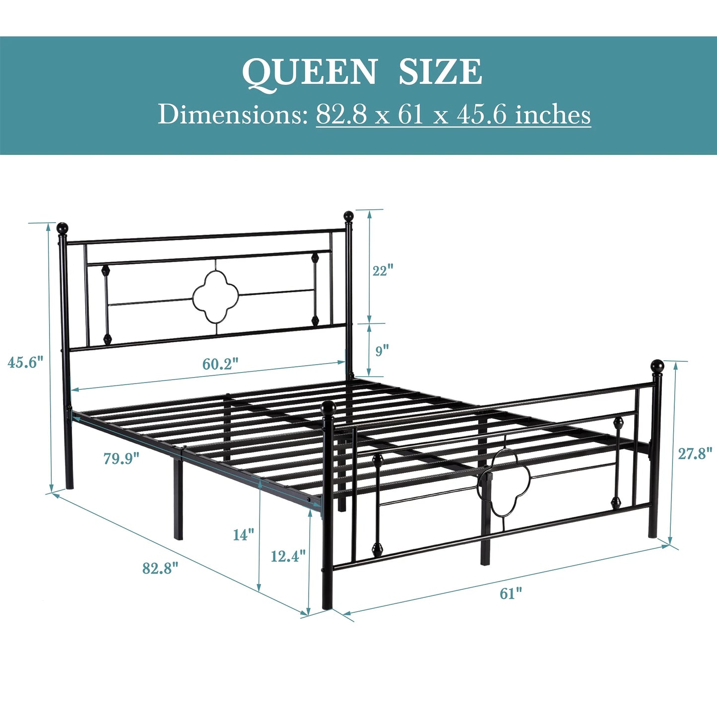 Vintage Metal Platform Bed Frame