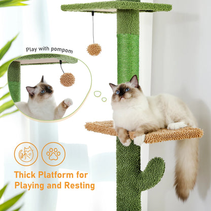 5-Tier Floor to Ceiling Cat Tower, Cactus