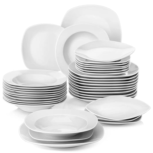 White Porcelain Dinner Set, Serves 12