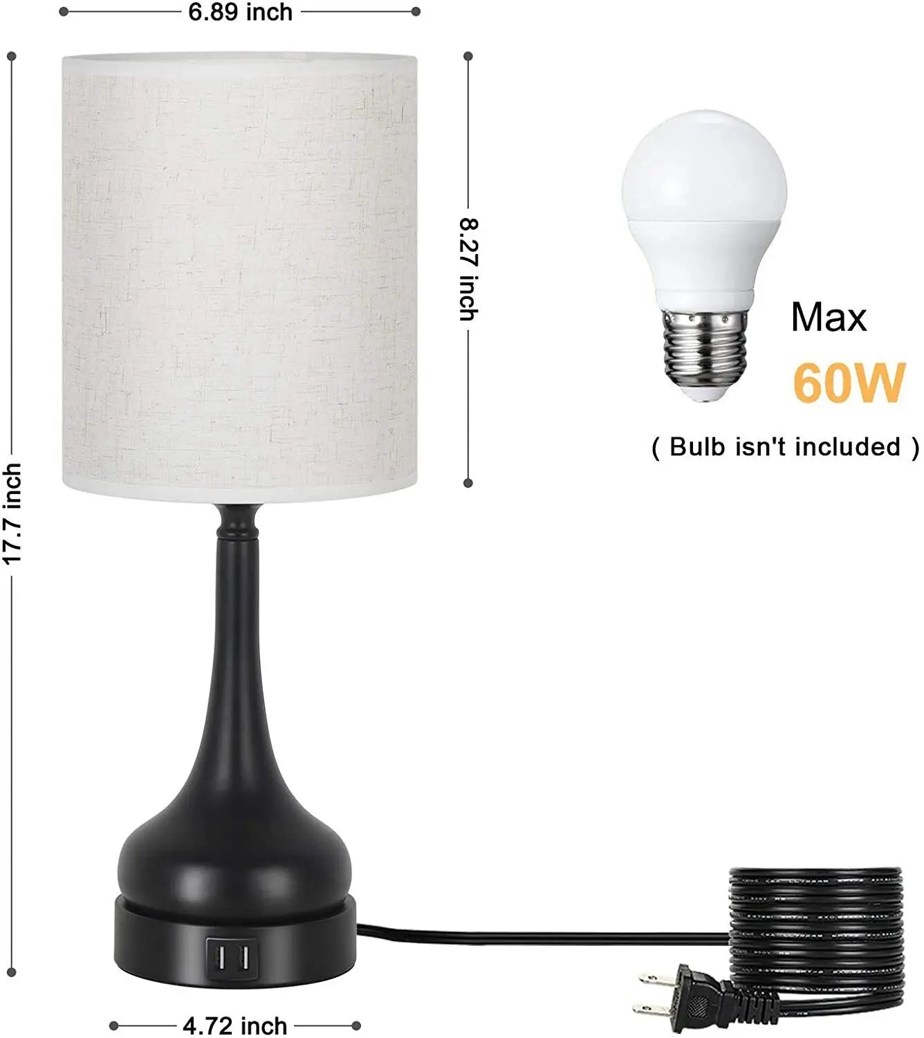 Touch Control Table Lamps/USB Charging Ports