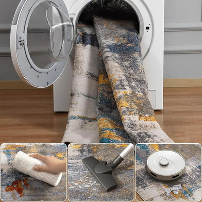 Vintage Print Area Rug, Non-Slip/Washable