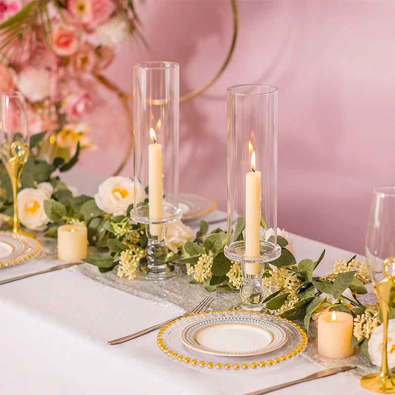 Clear Glass Hurricane Candle Holders