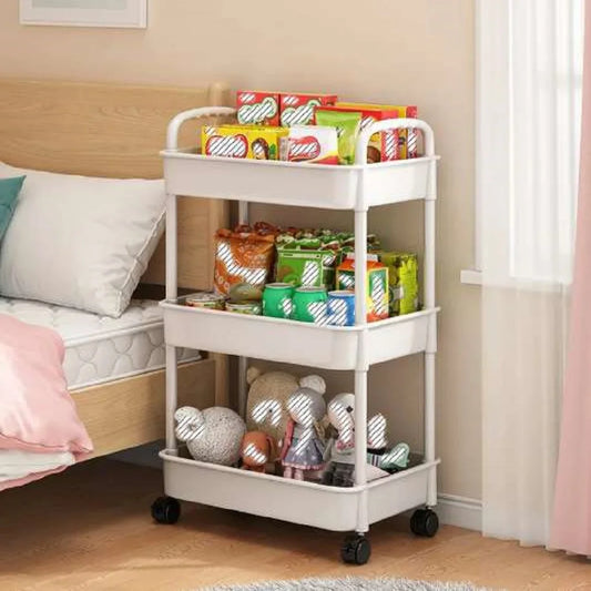 Tiered Rolling Storage Cart, Plastic Organizer Trolley
