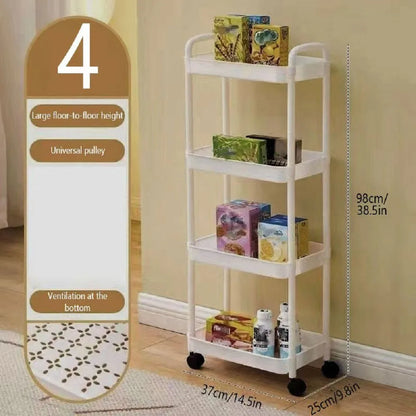Tiered Rolling Storage Cart, Plastic Organizer Trolley
