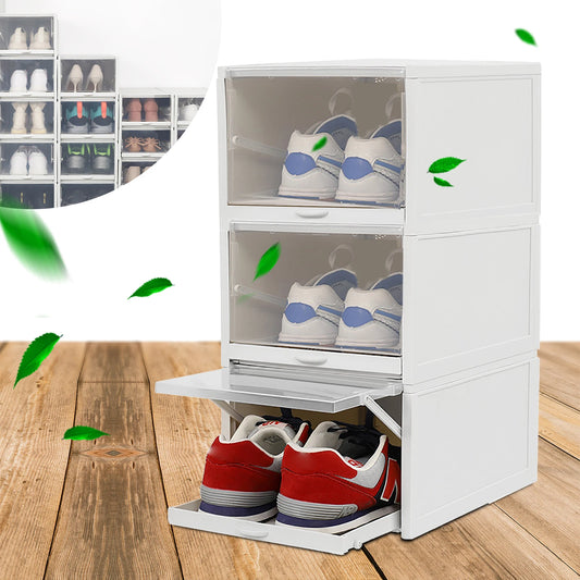 Stackable Shoe Organizer, Push Drawer Storage