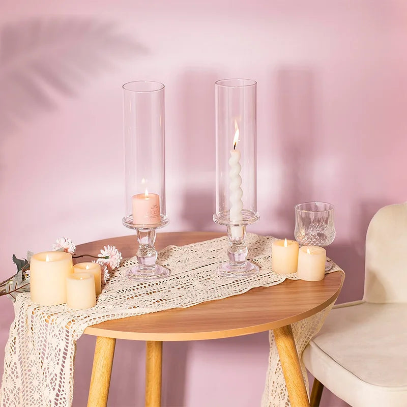 Clear Glass Hurricane Candle Holders