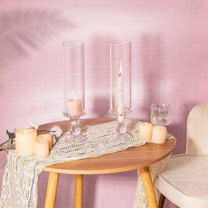 Clear Glass Hurricane Candle Holders